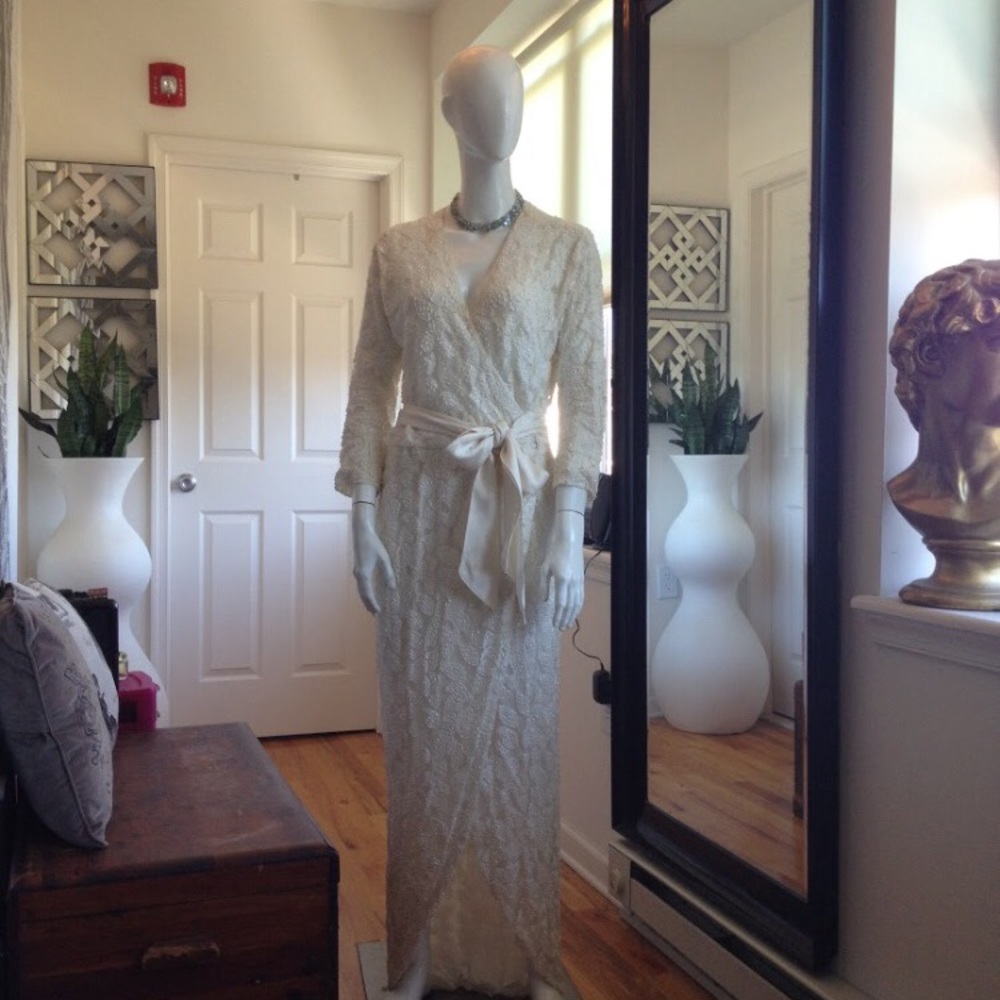 Halston Heritage lace beaded wedding gown